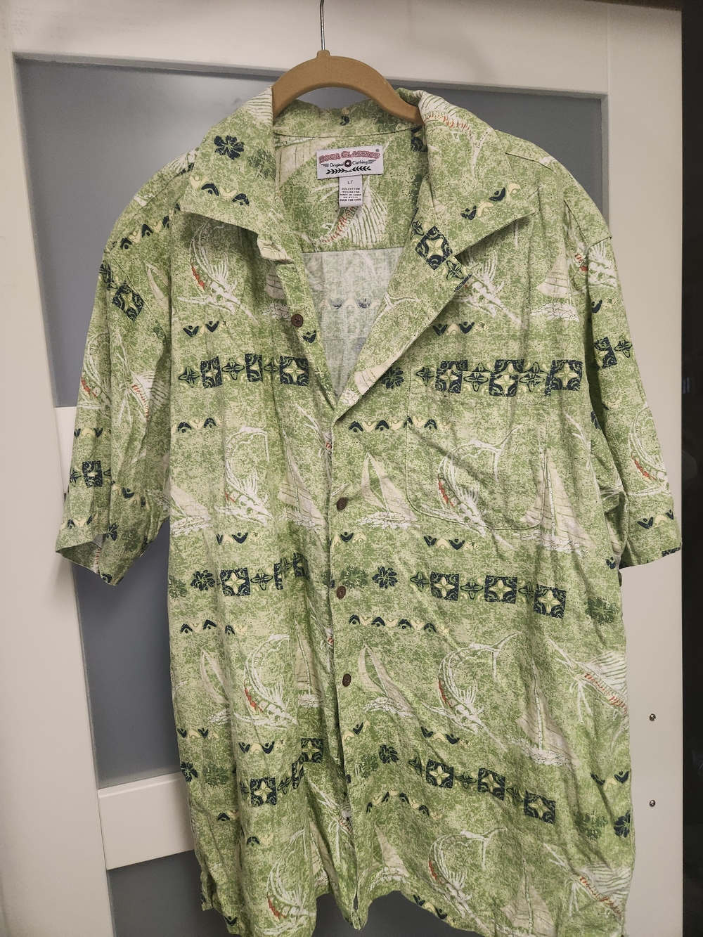 Men's Green Tropical Print Lightweight Shirt Jacket by Royal Creations